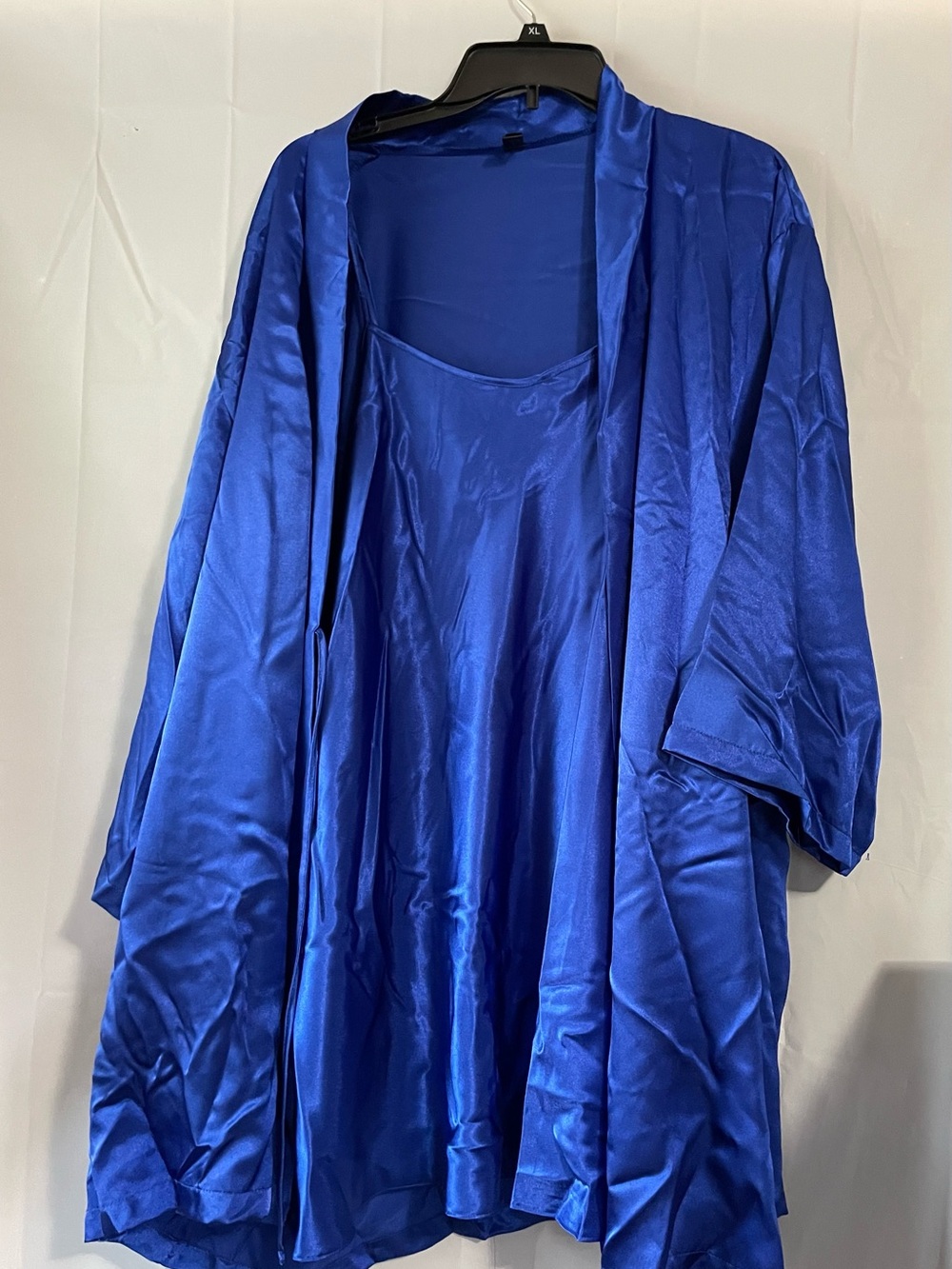 IC COLLECTION Royal Blue Satin Robe and Slip Set